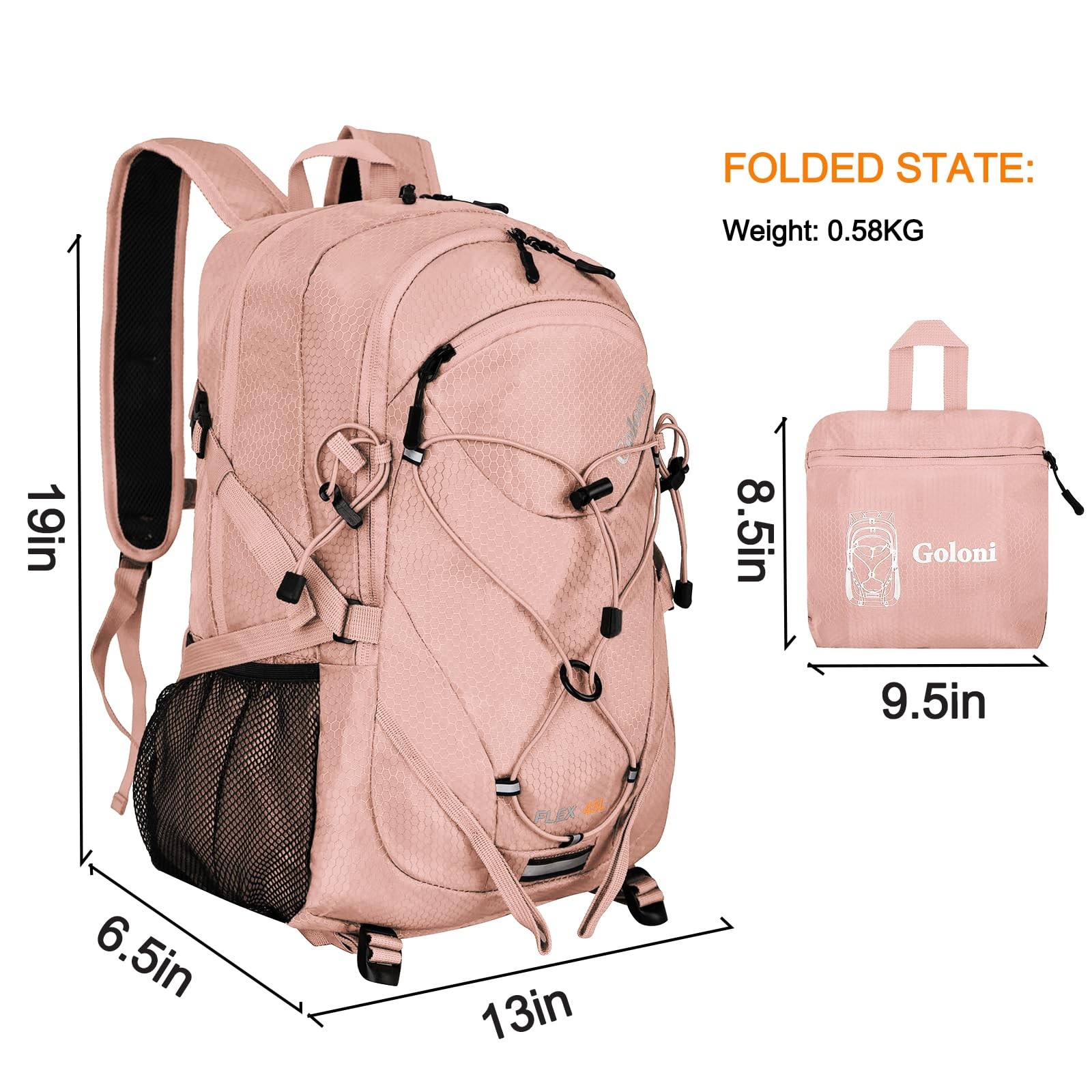 45L Hiking Backpack Lightweight Foldable, Waterproof Camping Backpack with Ra... 2