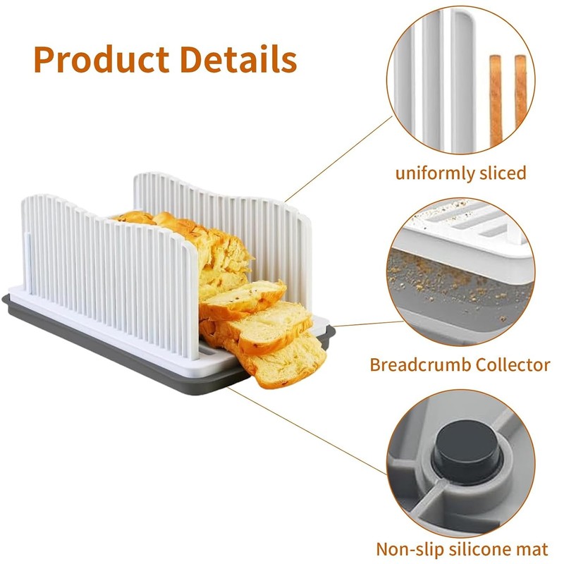 Professional Bread Slicer with Adjustable Guide, Foldable Cutter for Homemade Lo gallery