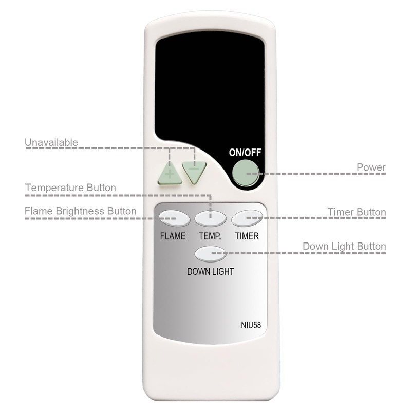 Replacement Remote Control for Greentouch Fullerton Electric Fireplace Models gallery