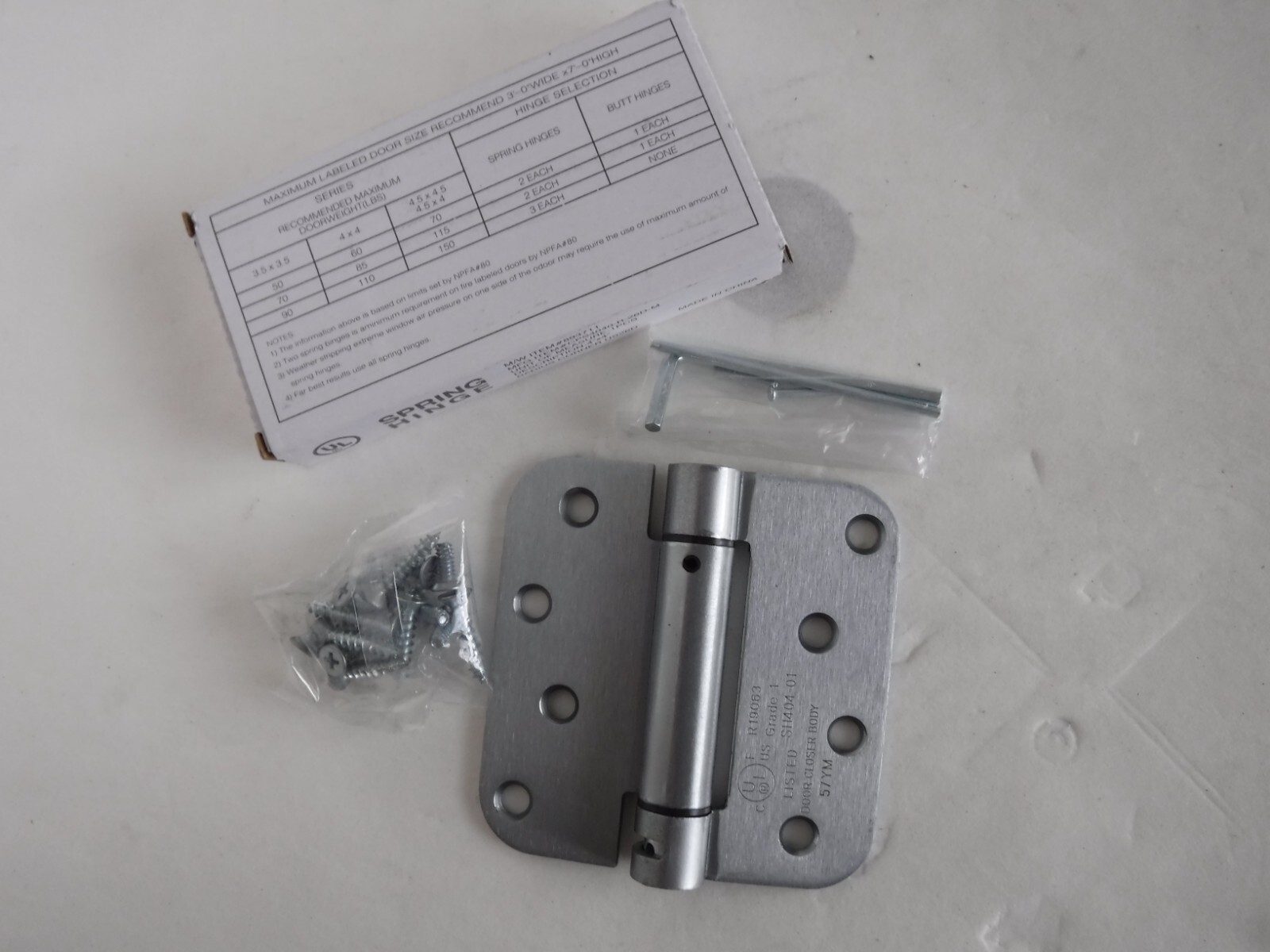 ( 2 Pack ) Spring Door Hinges, Brushed Nickel - 4"x4" Radius Corner gallery