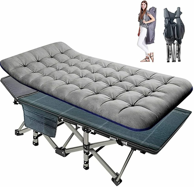 NAIZEA Folding Camping Cot Bed Zero Gravity Chair Mattress Gray Blue Mattress gallery