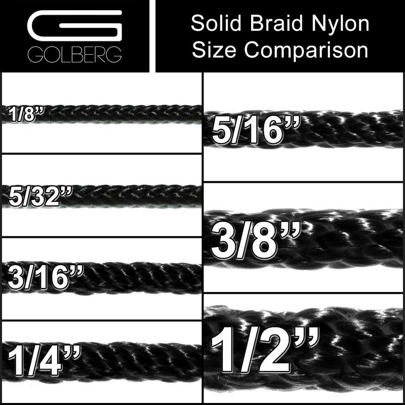 Solid Braid Nylon Rope in 1/8, 5/32, 3/16, 1/4, 5/16, 3/8, and 1/2 Inch Diameter gallery