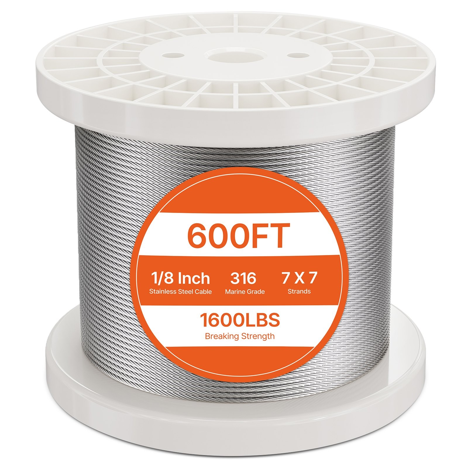 Wire Rope Kit, 1/8" 600 ft 316 Stainless Steel Cable with Cutter and Gloves, 160 gallery