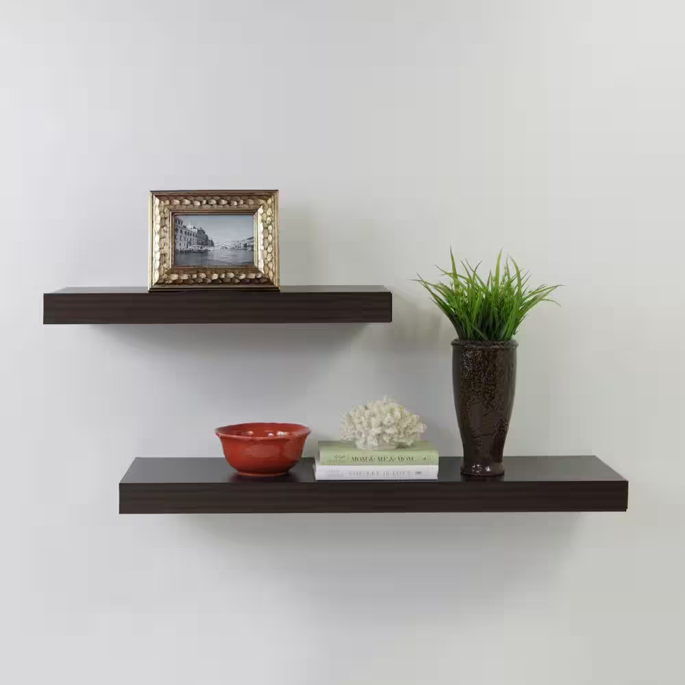 35 In. W X 10 In. D Espresso Floating Decorative Wall Shelf gallery