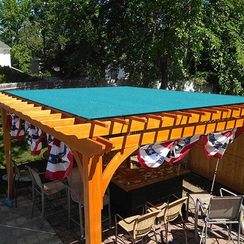 8FT Turquoise Fence Privacy Screen Commercial 95% Blockage Mesh Fabric Gromment gallery