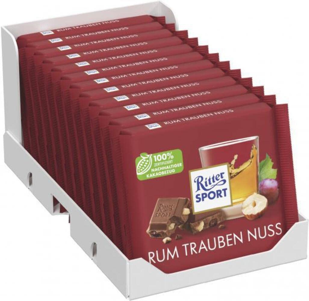 Ritter Sport Rum Raisin Hazelnut Chocolate 3.5 Oz / 100 gr (Pack of 12) gallery