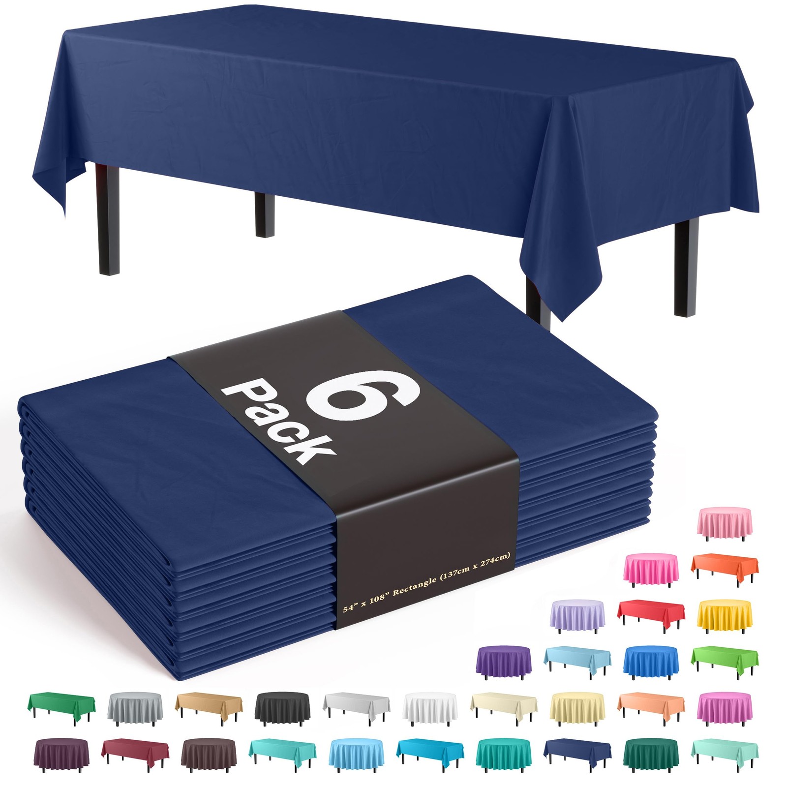 Exquisite 6-Pack Premium Plastic Tablecloth 54in. x 108in. Rectangle Plastic ... gallery