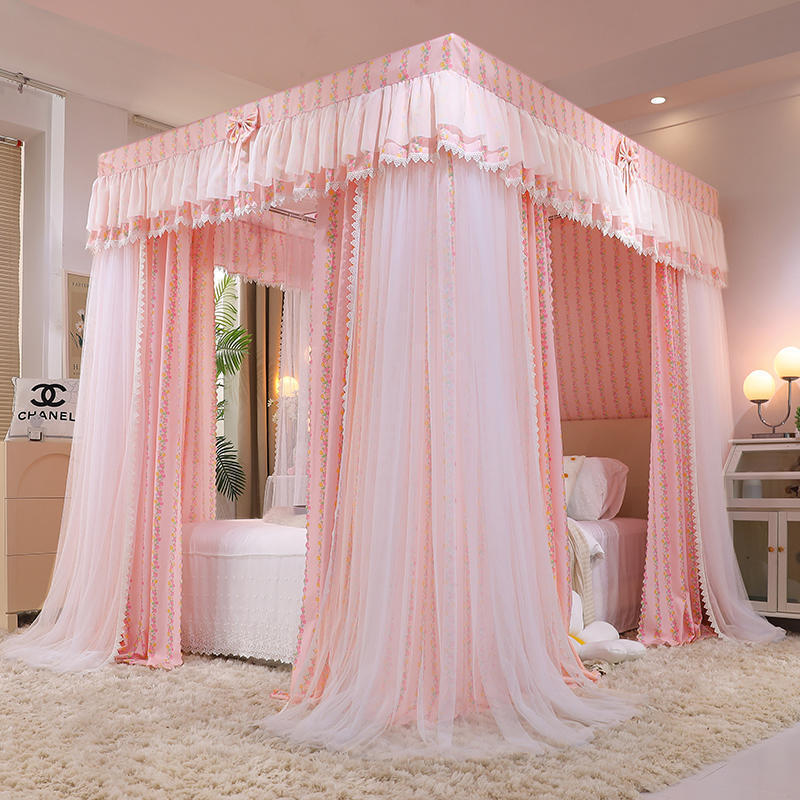 Canopy For Bed Drapes Mosquito Net Double Rod Frames Yard Anti-mosquito Net Set gallery