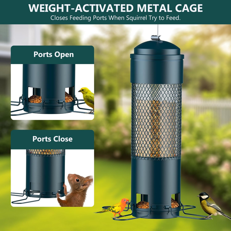 Bird Feeders for Outdoors Squirrel Proof with Weight-Activated Perches, Hanging gallery