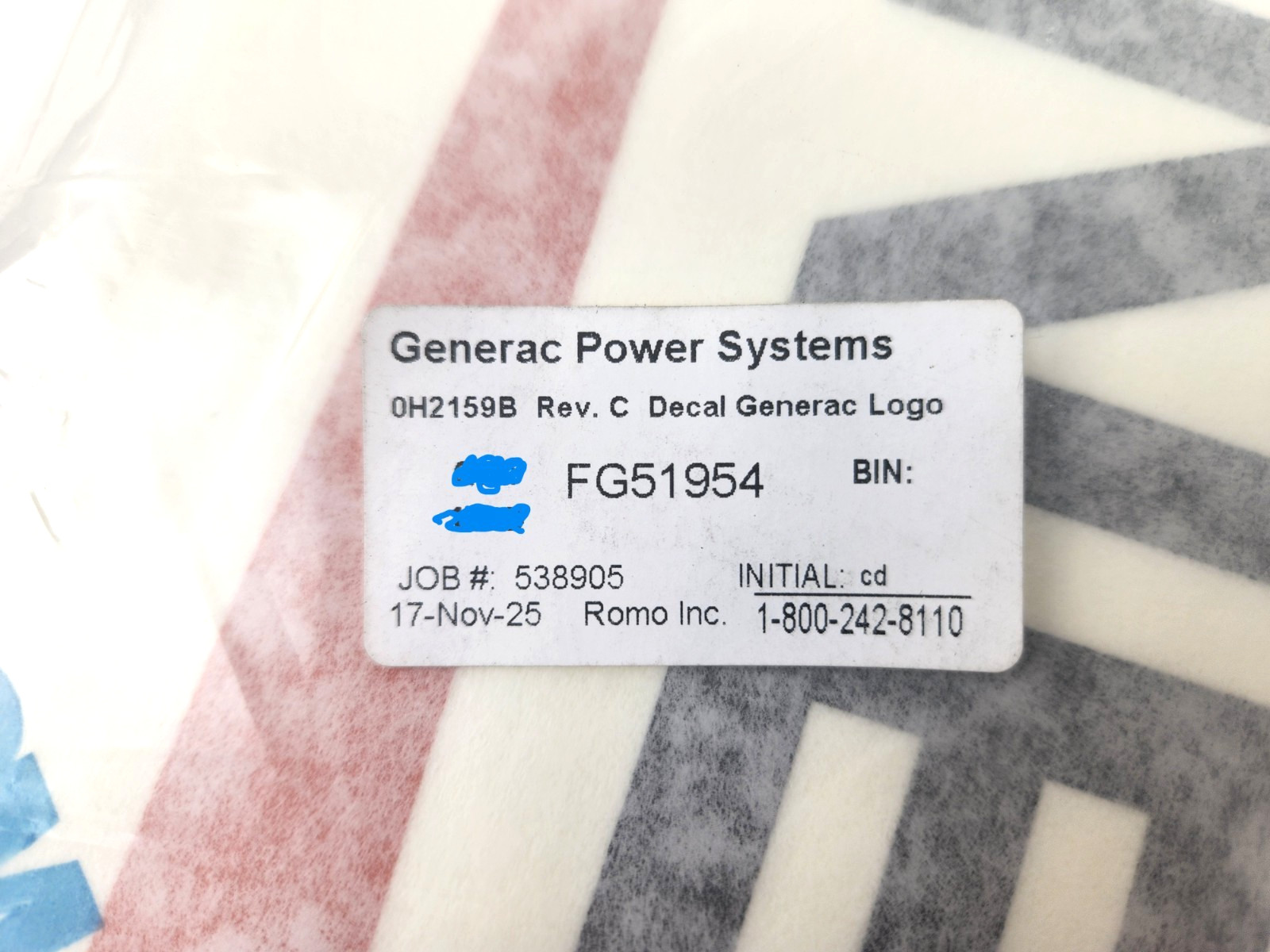 Generac Logo OEM Stick-On Decal Sticker 18" x 5.25" FG51954 for Generator gallery