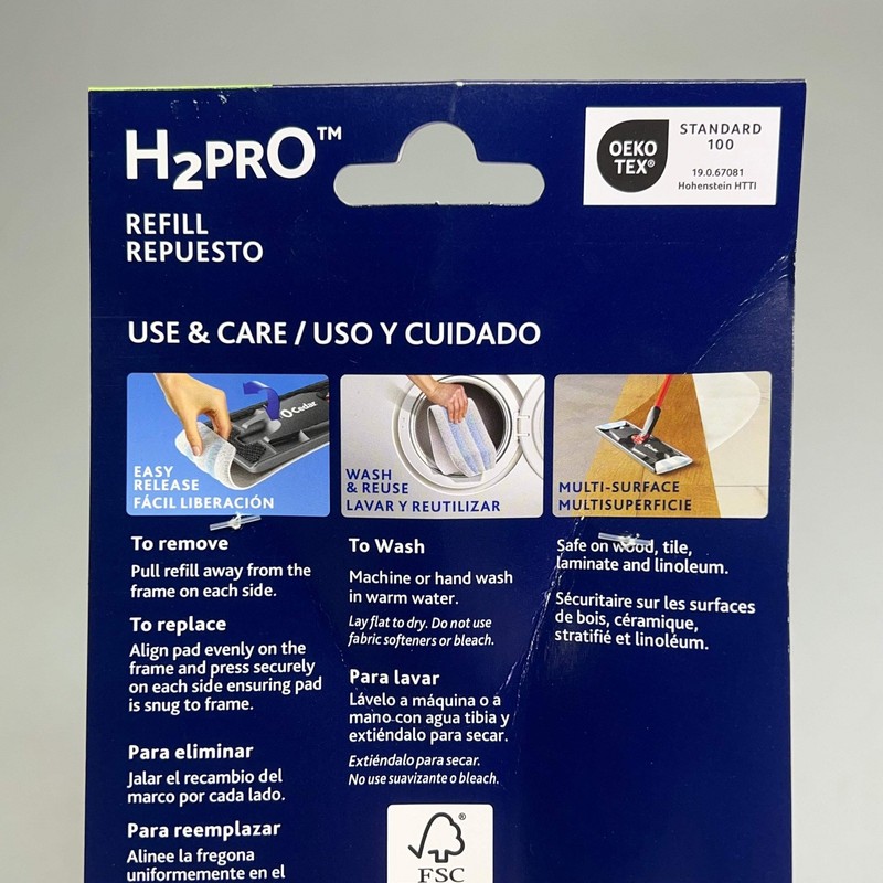 O-CEDAR (2 PACK, 2 HEADS EACH) H2prO Mop Heads 9.25" x 4.38" White 26-231 gallery