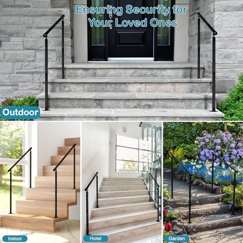 Pack Handrails for Outdoor Steps 3 Step Stair Railing Outdoor Fit to 3 Steps 2 gallery
