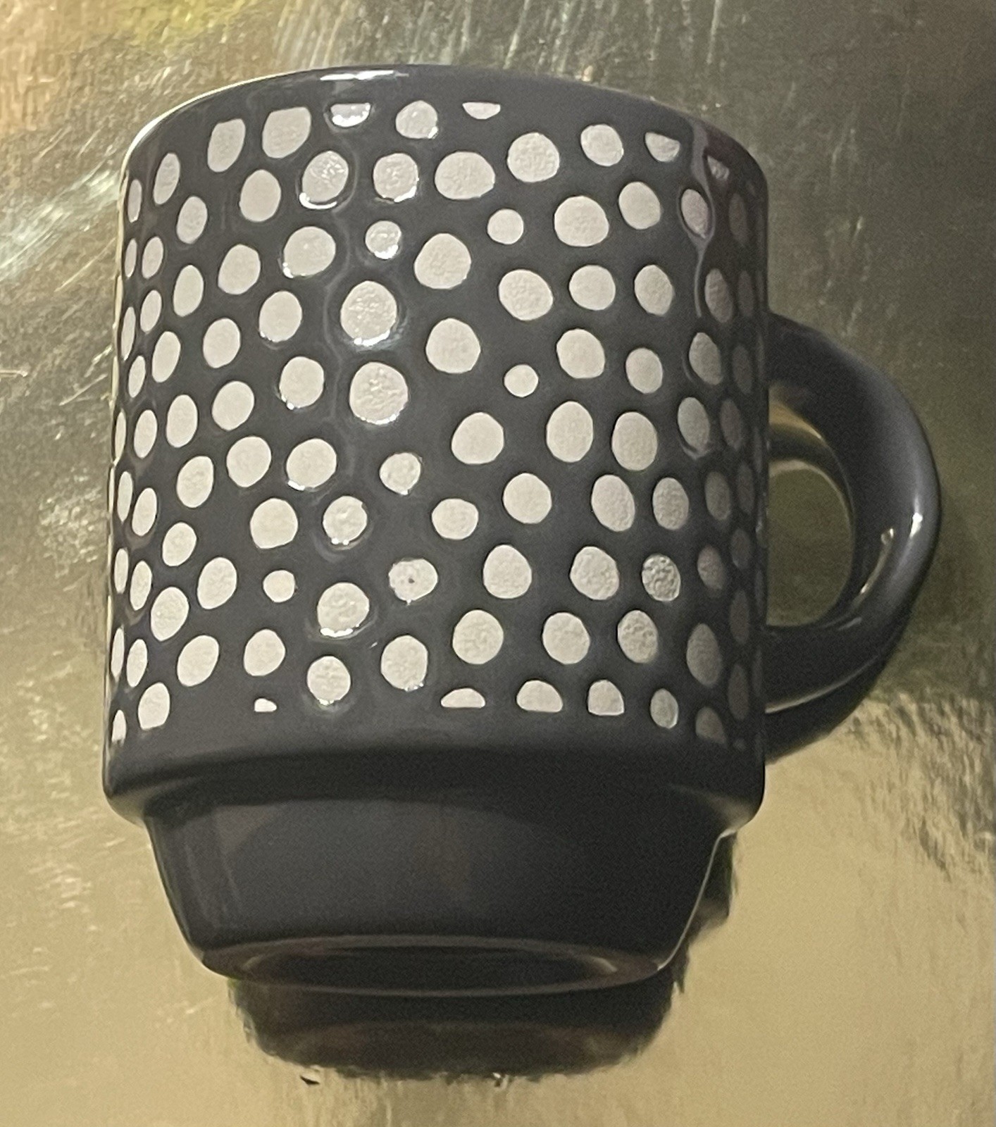 Small Grey espresso saucer mug With With White Polka Dots. gallery