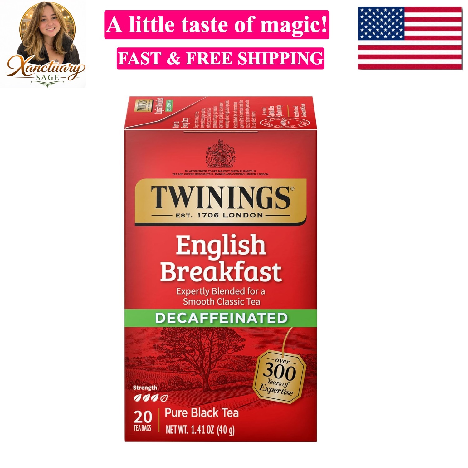 English Breakfast Black Tea Individually Wrapped Bags, 20 Count Pack of 1, Fl... gallery