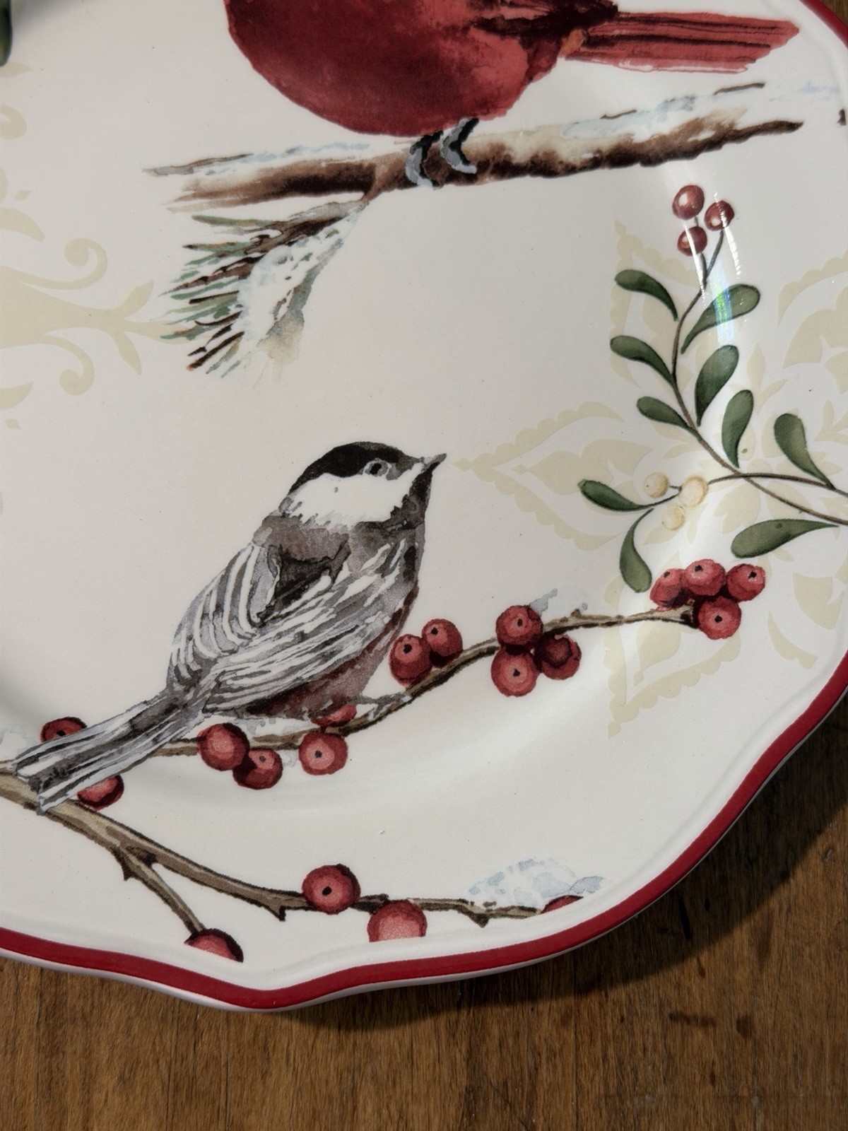 Better Homes & Gardens Cardinal & Chickadee Salad Plate Heritage Winter Forest gallery