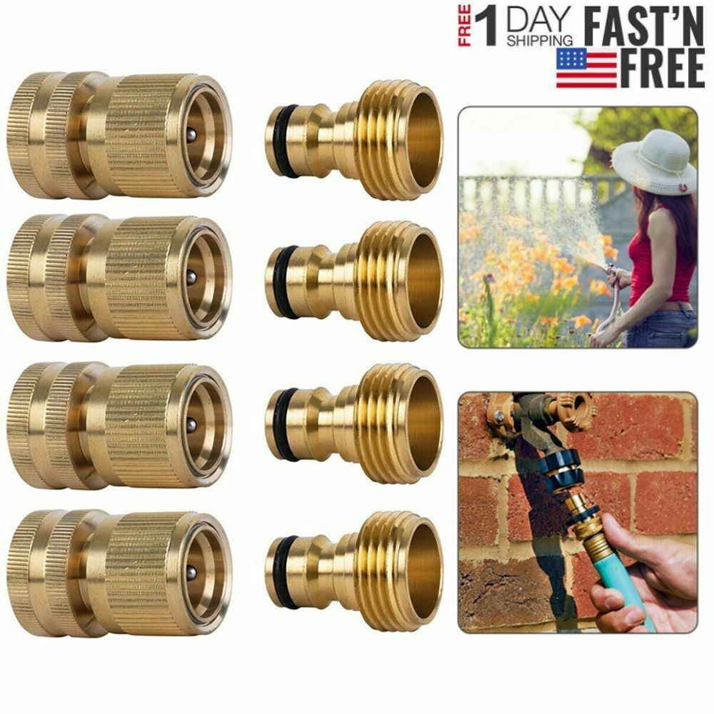 3/4" Garden Hose Quick Connect Water Fit Brass Female Male Connector Set 4 Pairs gallery