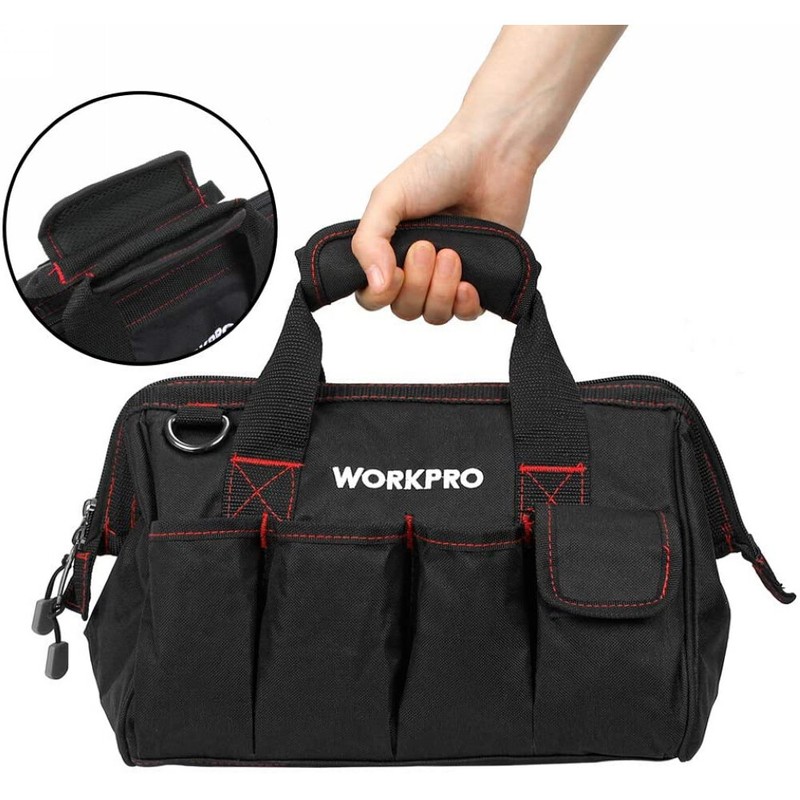 Workpro 12'' Storage Tool Bag Close Top Wide Open Mouth Polyester Double Zipper gallery
