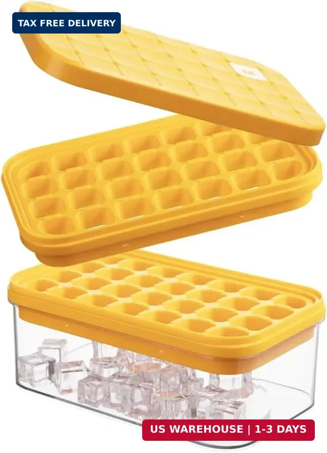 Brigii Ice Cube Tray with Lid & Storage Bin, 56 Cubes Ice Mold with Easy-Release gallery