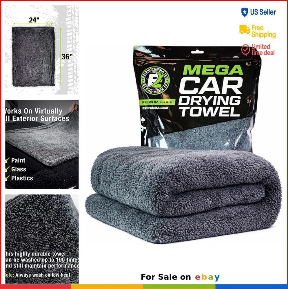Microfiber Car Drying Towel 1200 GSM 24x36 Inches Streak Free Absorbs 9 lbs