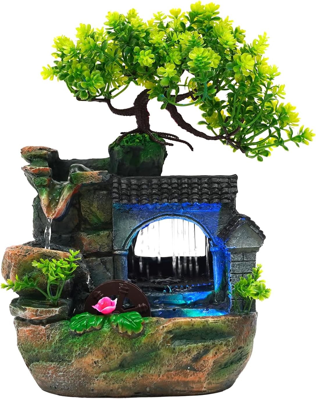 Tabletop Waterfall Fountain 11in Rockery Humidifier with LED gallery
