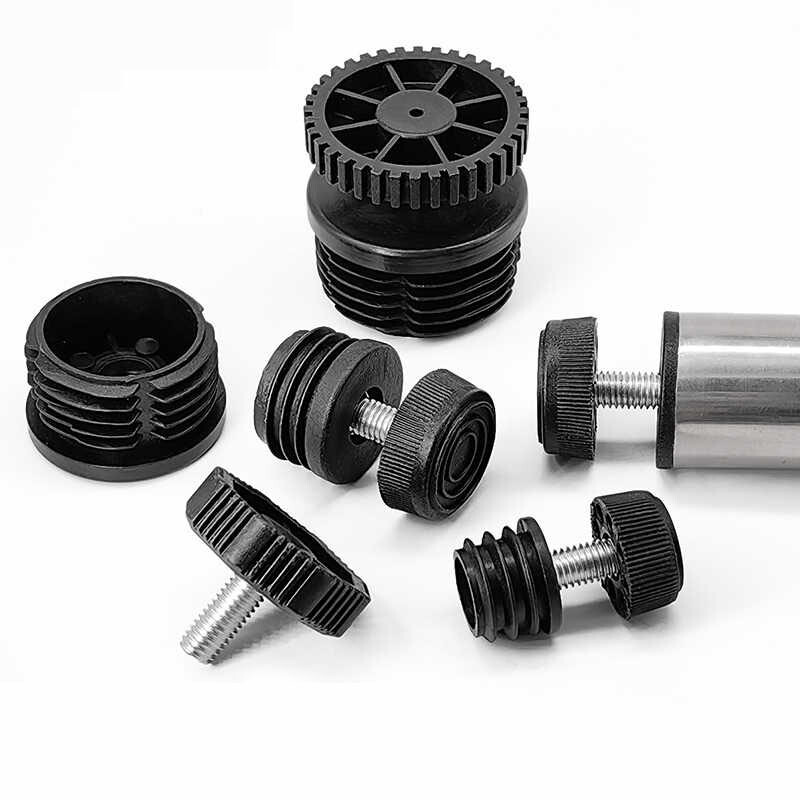 Height-Adjustable Table Feet Pads M6 M8 Tube Inserts End Cap Levelling Desk Feet gallery
