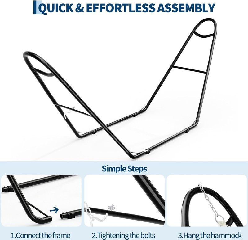 Universal Double Hammock Stand 550LBS Outside Fits 9 to 14 FT Hammocks Black gallery