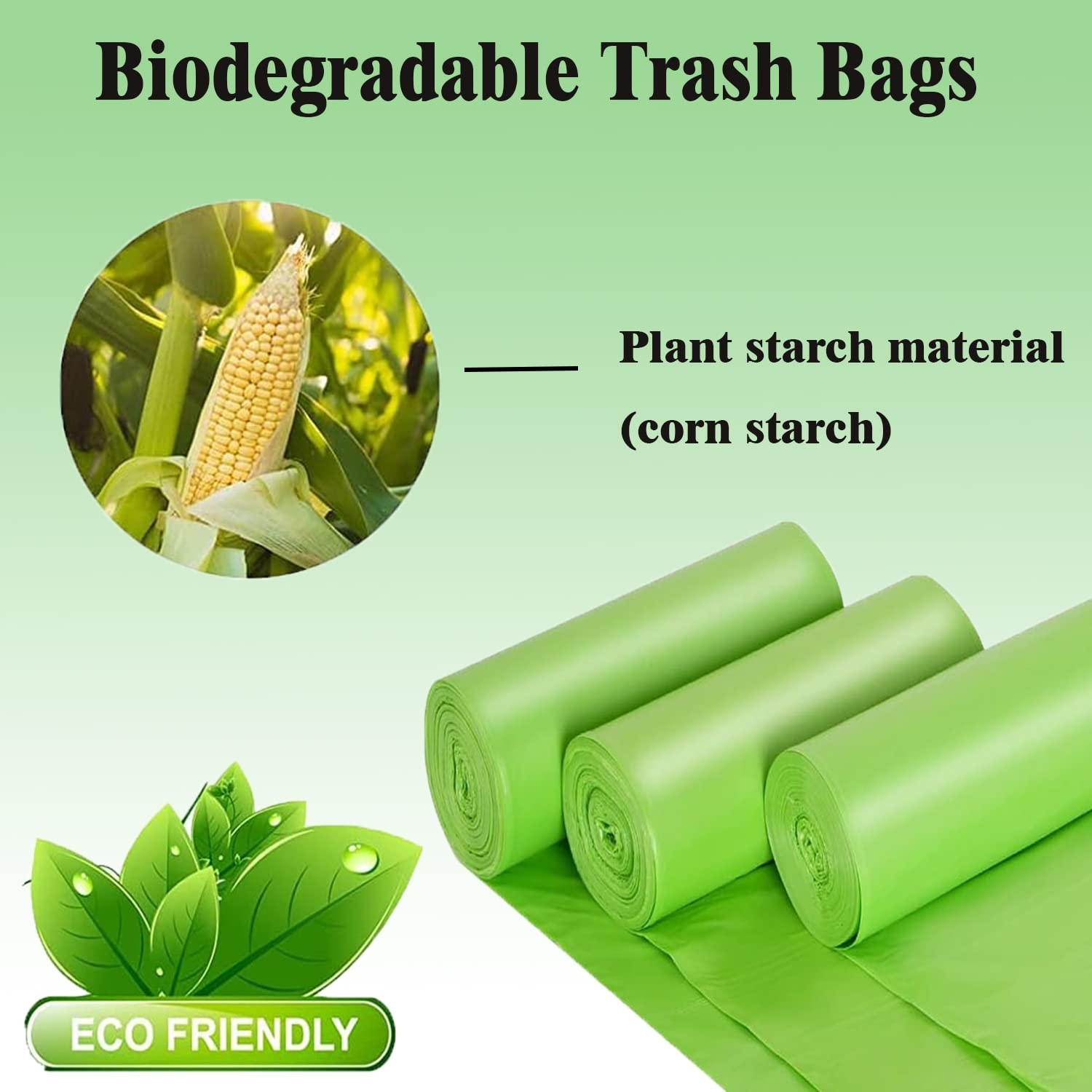 100 Green 4-6 Gal Biodegradable Compostable Trash Bags, Strong & Leak-Proof gallery