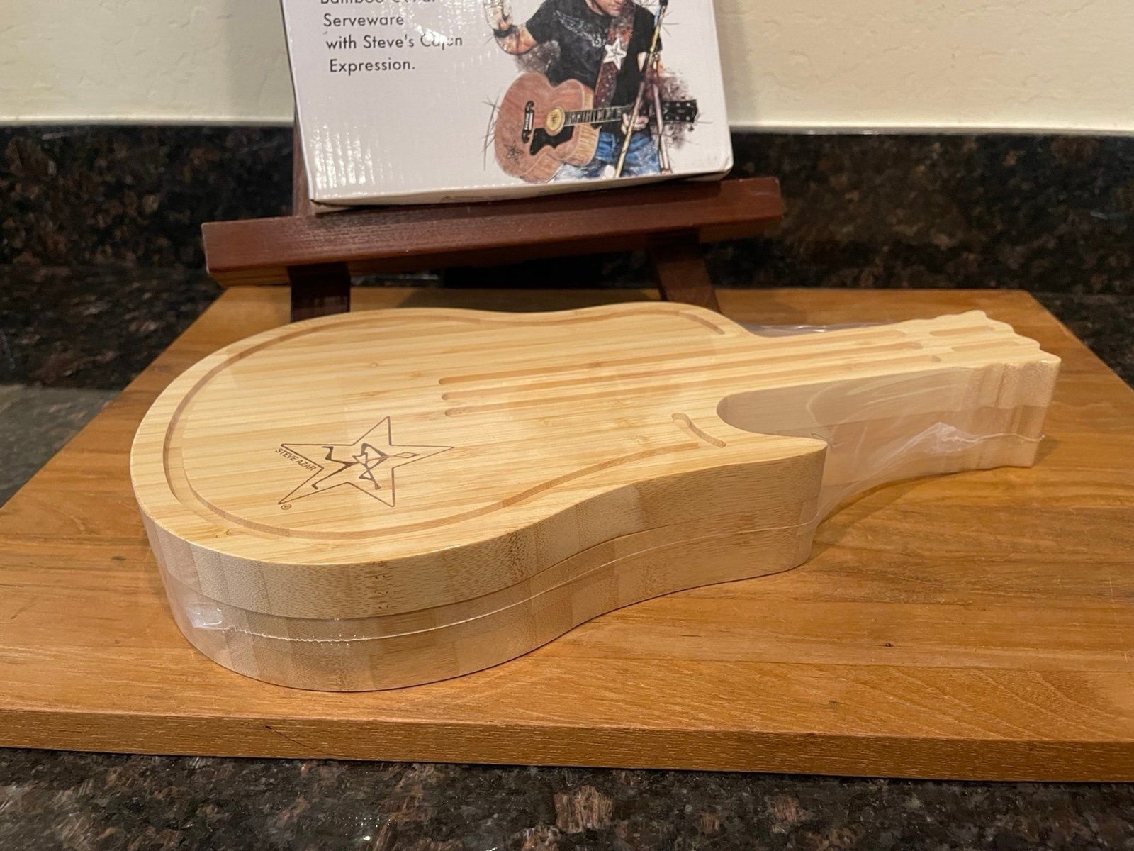 Steve Azar Cheese Bamboo Serving Tray With Utensils gallery