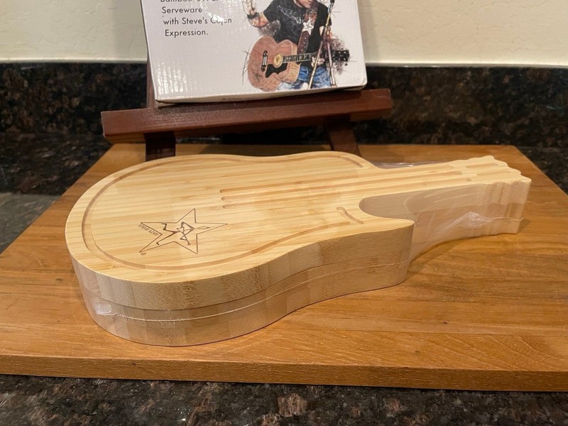 Steve Azar Cheese Bamboo Serving Tray With Utensils gallery