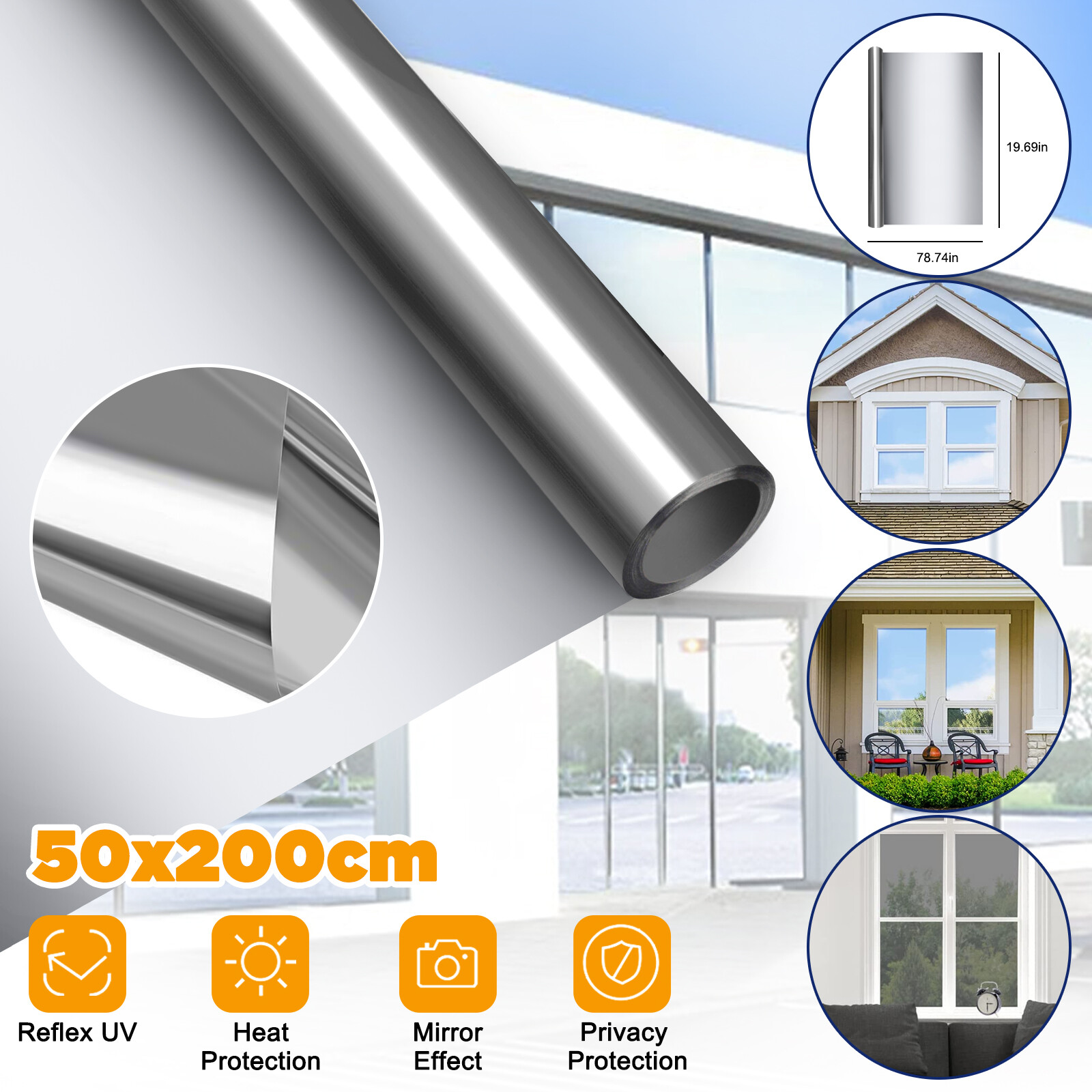 One Way Mirror Tint Window Film Privacy Protect UV Reflective Sun Block for Home gallery