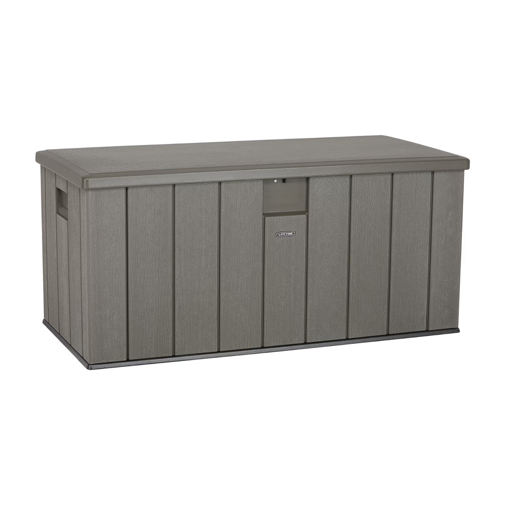 Lifetime New Outdoor Polyethylene Deck Box and Bench 150 Gal. Capacity, Brown (6