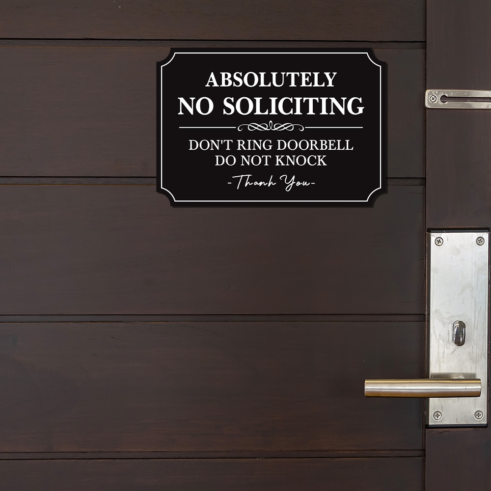 5.6"W Absolutely No Soliciting Don't Ring Doorbell Do Not Knock Vinyl Sticker gallery