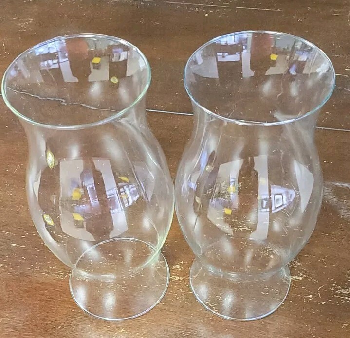 Colonial Williamsburg Style Glass Hurricane Candle Shade Globe 11.5” Lot Of 2 gallery