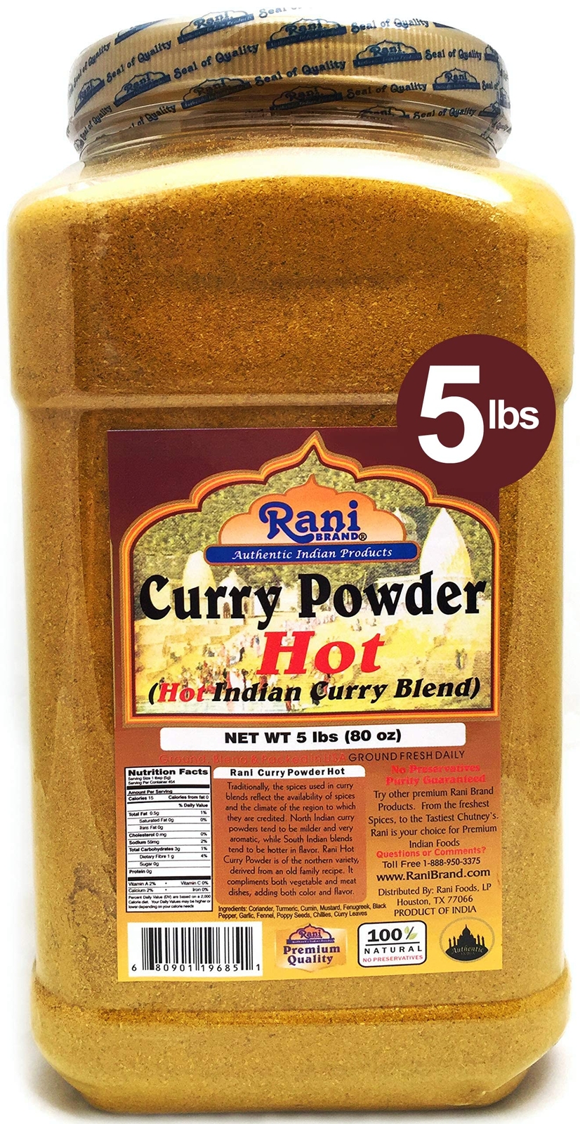 Rani Curry Powder Hot (11-Spice Authentic Indian Blend) 80oz (5lbs) 2.27kg gallery