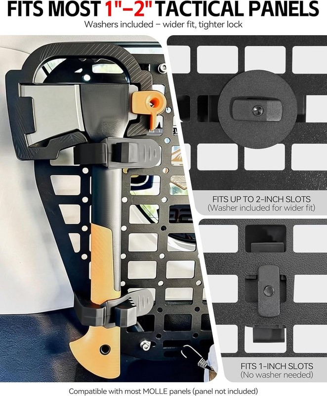 2 Pack Quick Release Rubber Clamps for MOLLE Panel - Heavy Duty Shovel Holder... gallery
