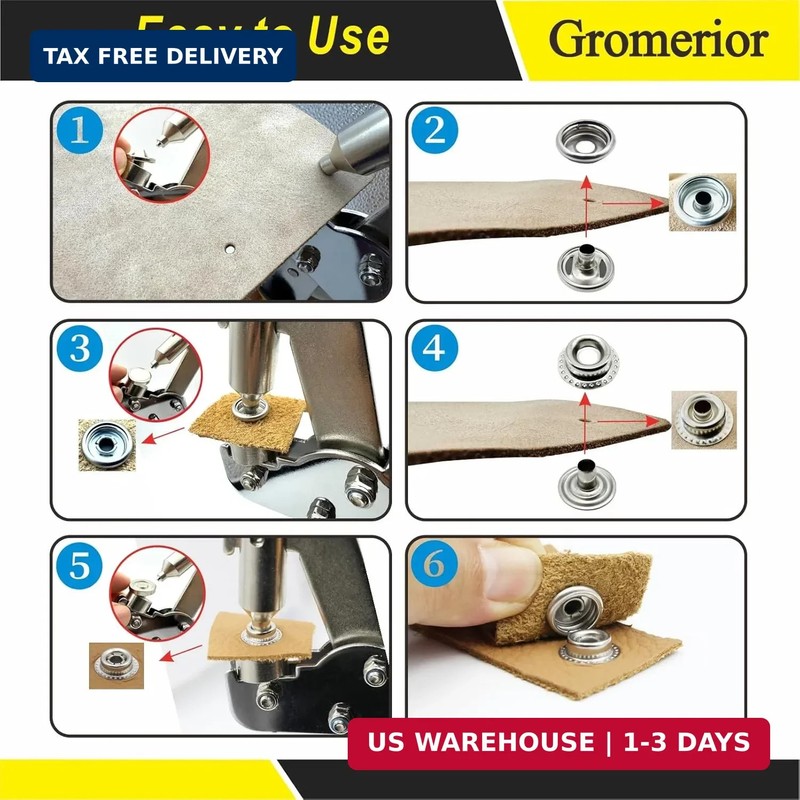 Snap Fastener Tool with Case 100 Sets 15mm Stainless Steel Snaps for Boat Cover gallery