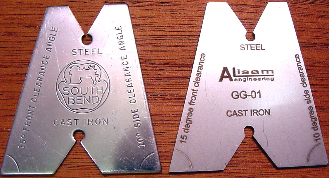 Tool bit grinding gauges, South Bend repro for steel & cast iron OR Brass gauge gallery