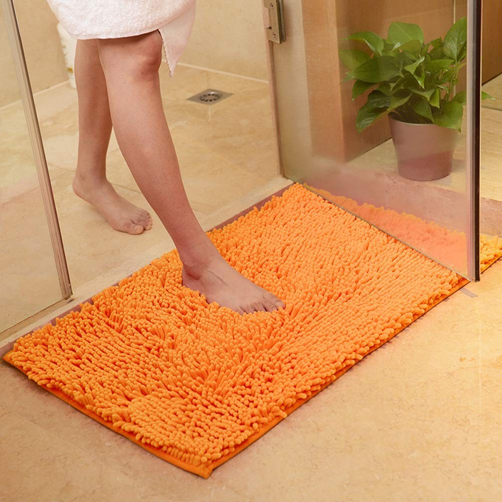 Orange Fall Plush Chenille Bath Rugs Extra Soft and Absorbent Microfiber Shag Ru gallery