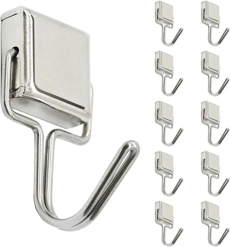10PCS Small Magnetic Hooks,14Lbs Super Strong Magnets with Hooks for Hanging,Cru gallery