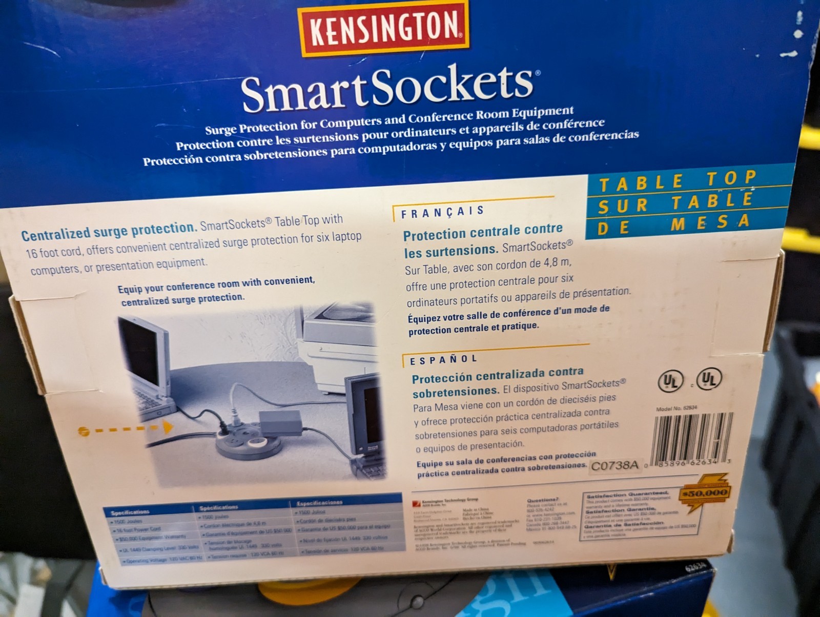 Kensington SmartSockets 6-Outlet, 16-Ft Cord, Tabletop Surge Protector (K62634) gallery