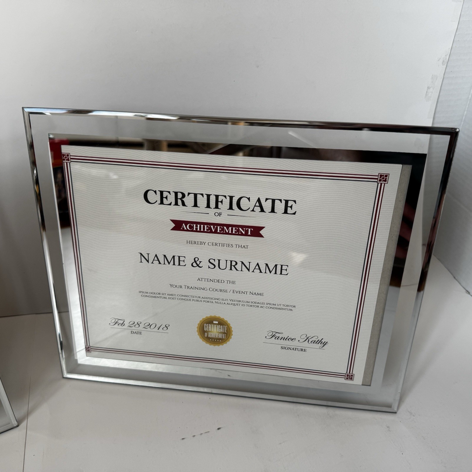 Certificate Of Achievement Picture Frame Lot Of 2, Both Frames Have A Minor Chip gallery