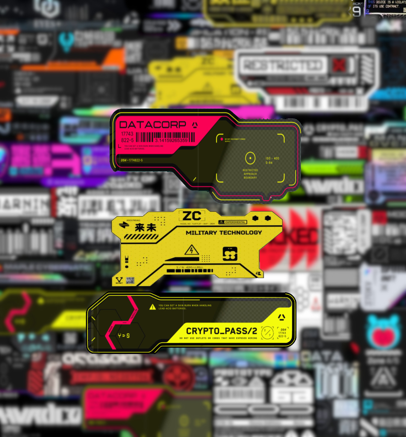 20/40 Cyberpunk Decal Stickers - Glossy Vinyl - Water Resistant Futuristic gallery
