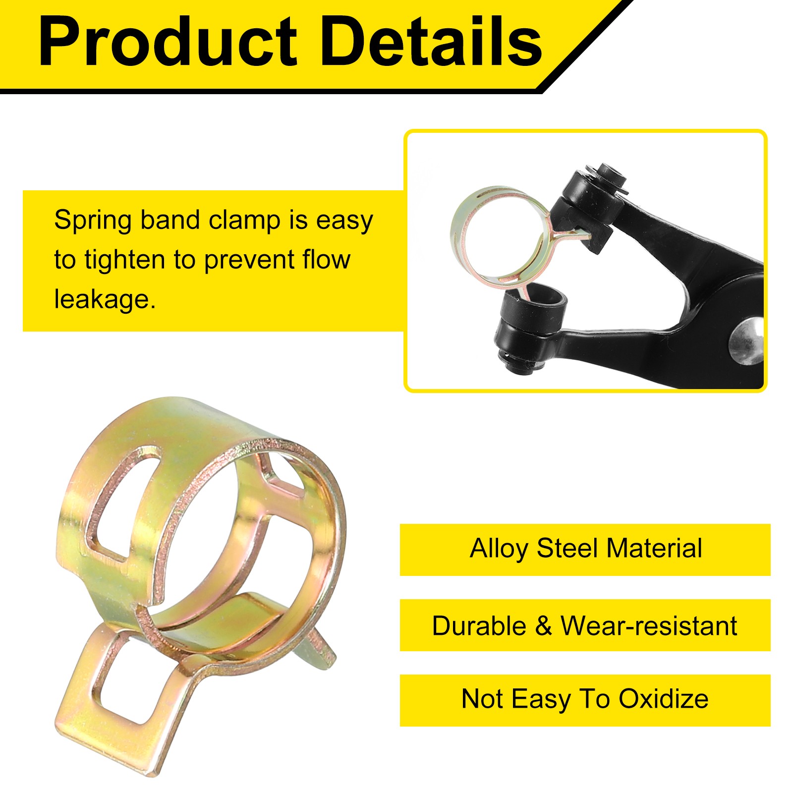 10.5mm Spring Band Action Fuel/Silicone Vacuum Pipe Clamp, Color Zinc gallery