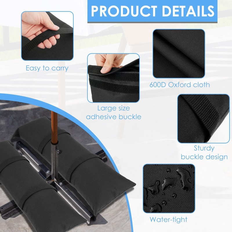 Umbrella Base Weights, 4 Pack Fillable Sand Bag Weights Heavy Duty up 49LBS, ... gallery