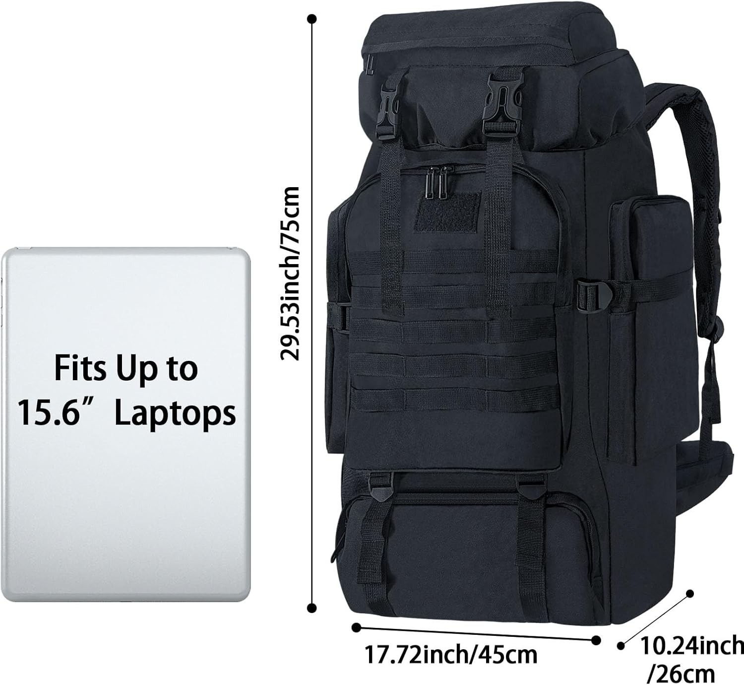 Spacious 80L Waterproof Daypack - Comfortable Travel Backpack with Molle System 4