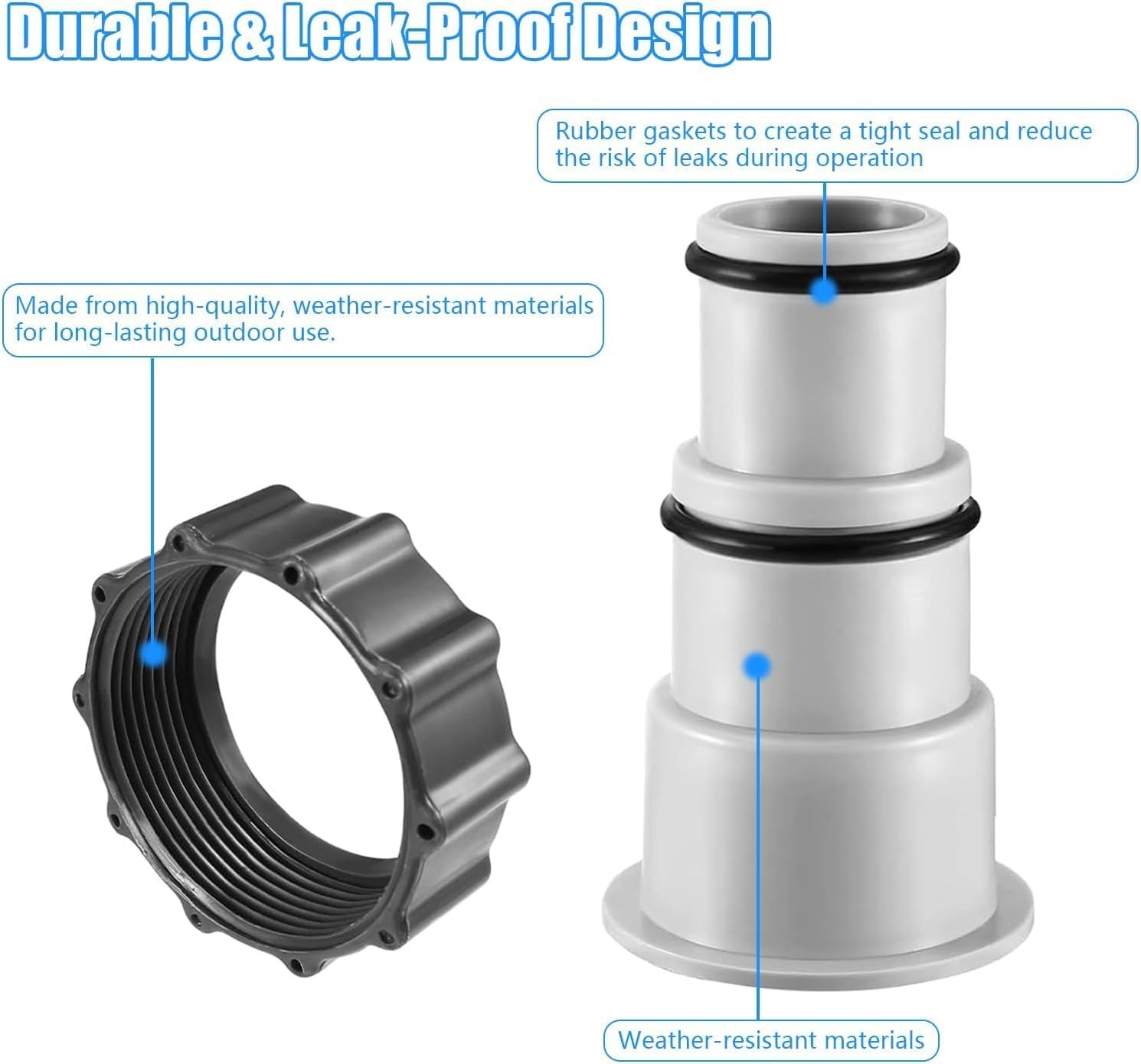 Pool Hose Adapter Connector for Hoses, Replacement Parts fits Filter Pumps, Salt gallery