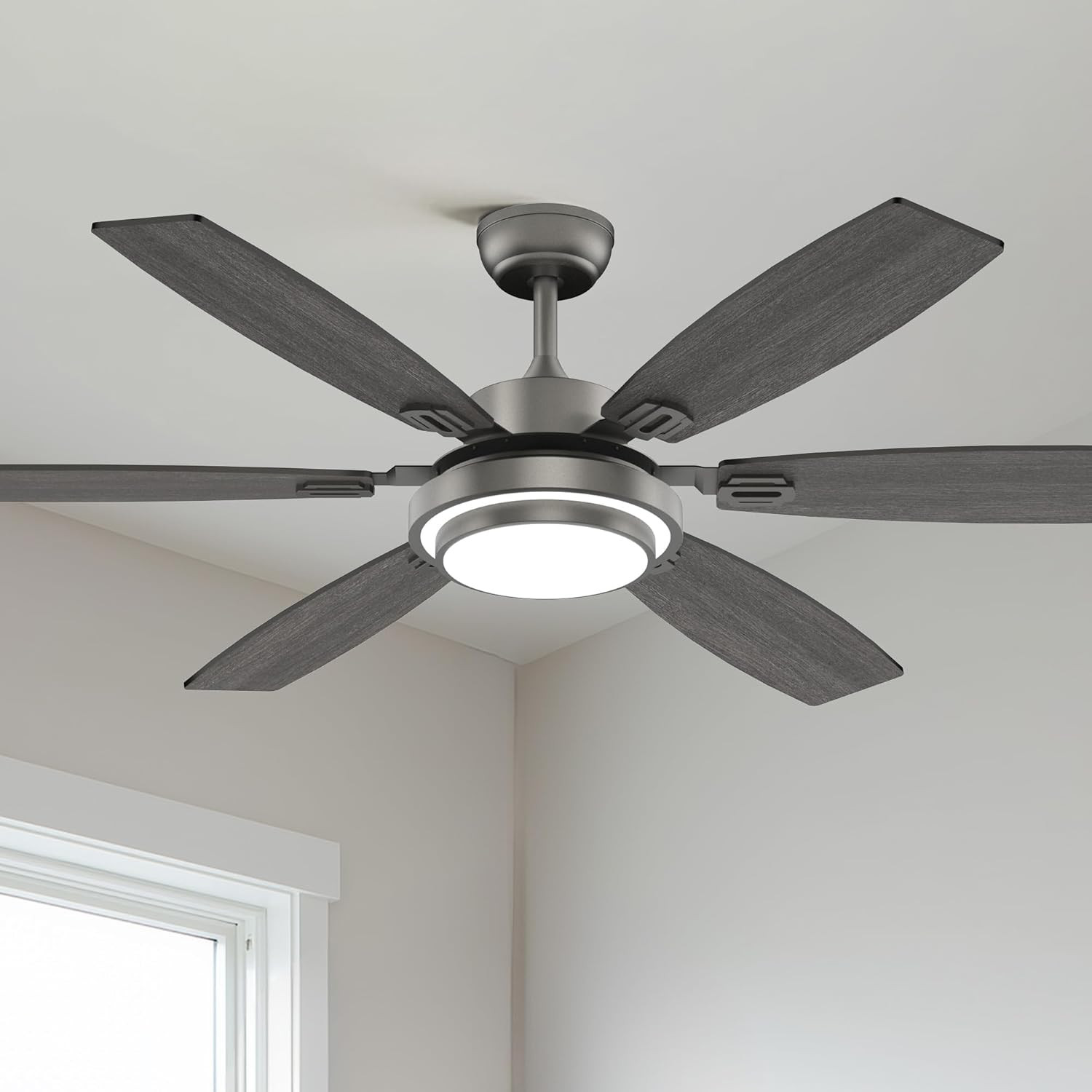 60" Modern Ceiling Fan with Lights & Remote - Quiet DC Motor, Dimmable LED gallery