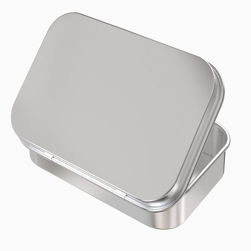Silver Metal Hinged Tin Box Container Portable Storage 4.5x3.3x0.9 Inch 2 PCS gallery