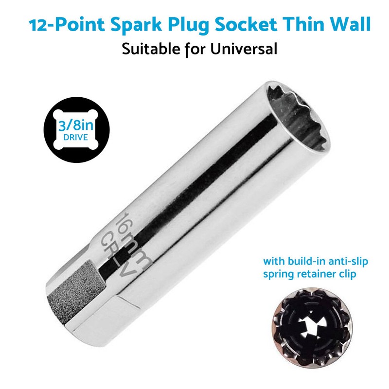 12 Point 14mm/16mm Spark Plug Socket Deep Thin Wall Removal 3/8" Drive Auto Car gallery