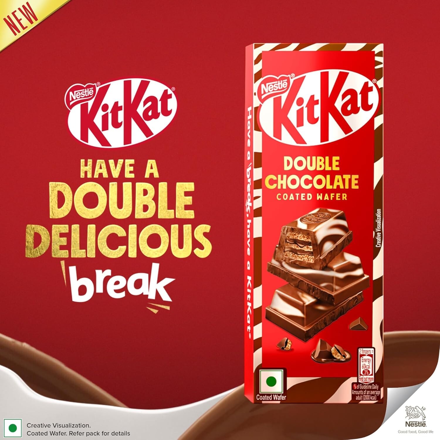 NEW Kitkat Double Chocolate Coated Wafer Bar, 63g, (Pack of 3) FREE Shipping gallery